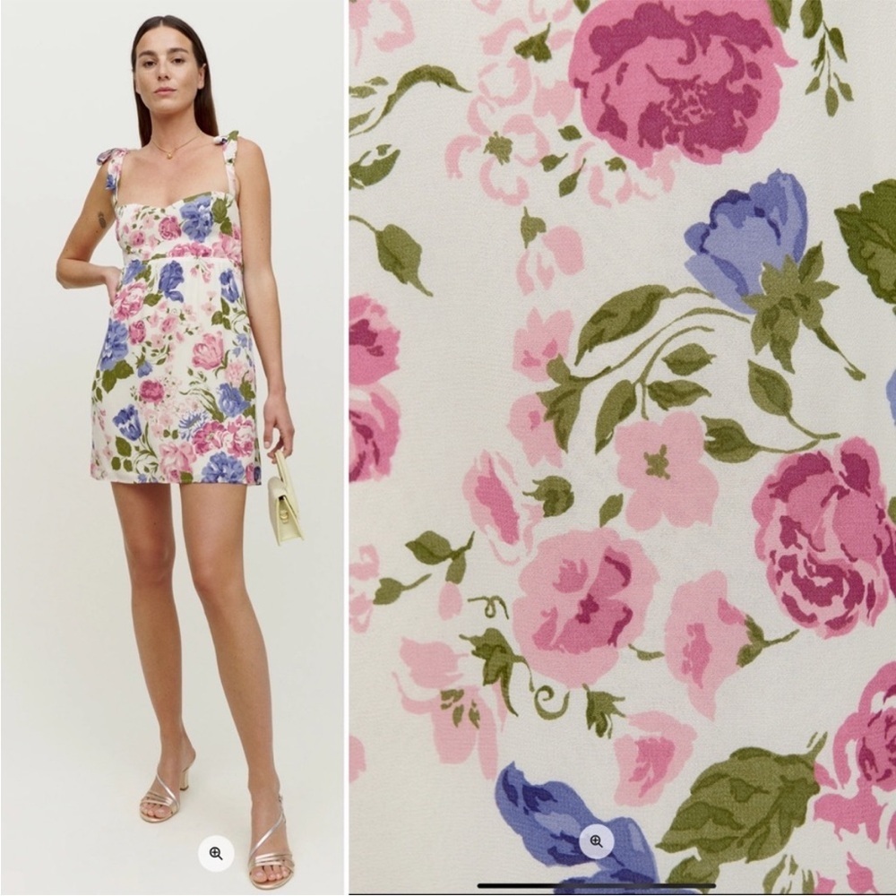 Reformation Whitley Smock Mini Dress in Donna Floral Print New Size 6